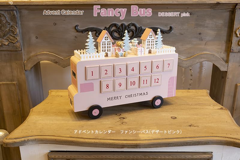 クリスマスカウントダウンカー ピンク｜スノーマンとクマの木製アドベントカレンダー Amazon.co.jp: アドベントカレンダー（ファンシーバス）デザートピンク